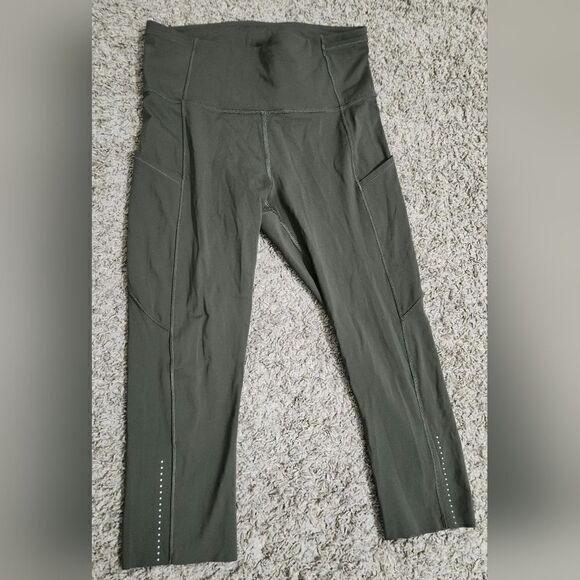 Lululemon Fast Free High-Rise Legging Crop 19" Size 6 Dark Olive Green Nulux - Picture 11 of 12